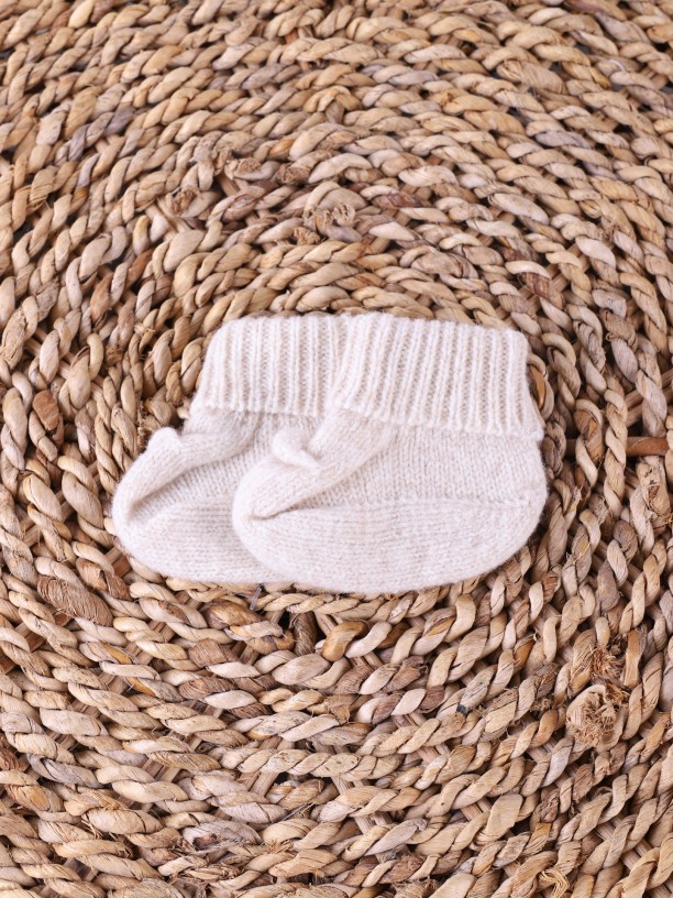 Knitted wool booties
