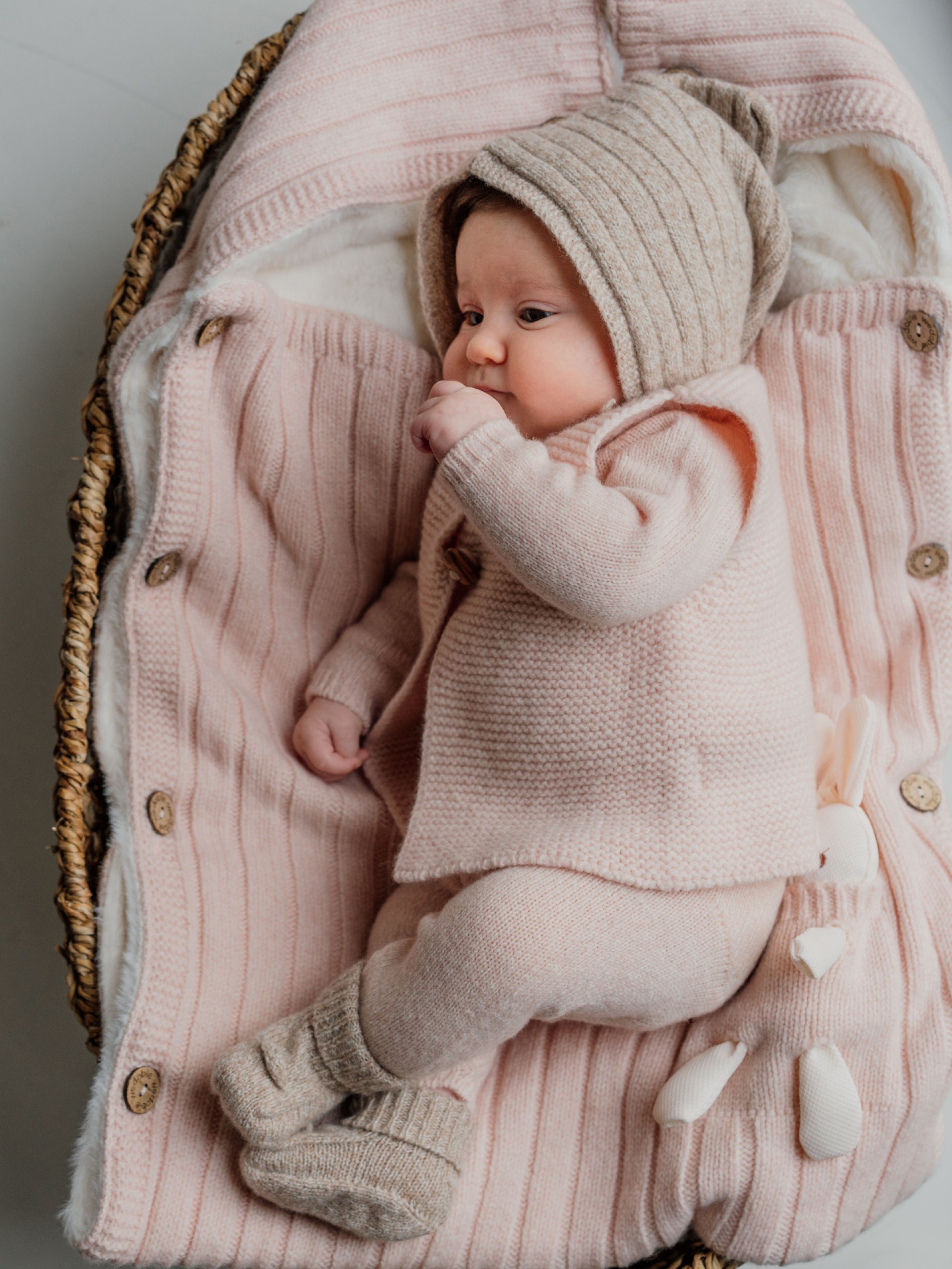 Knitted wool booties