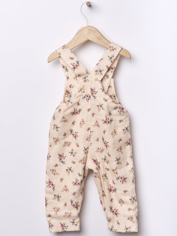 Floral print dungarees