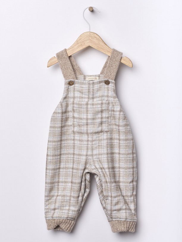 Tartan check dungarees