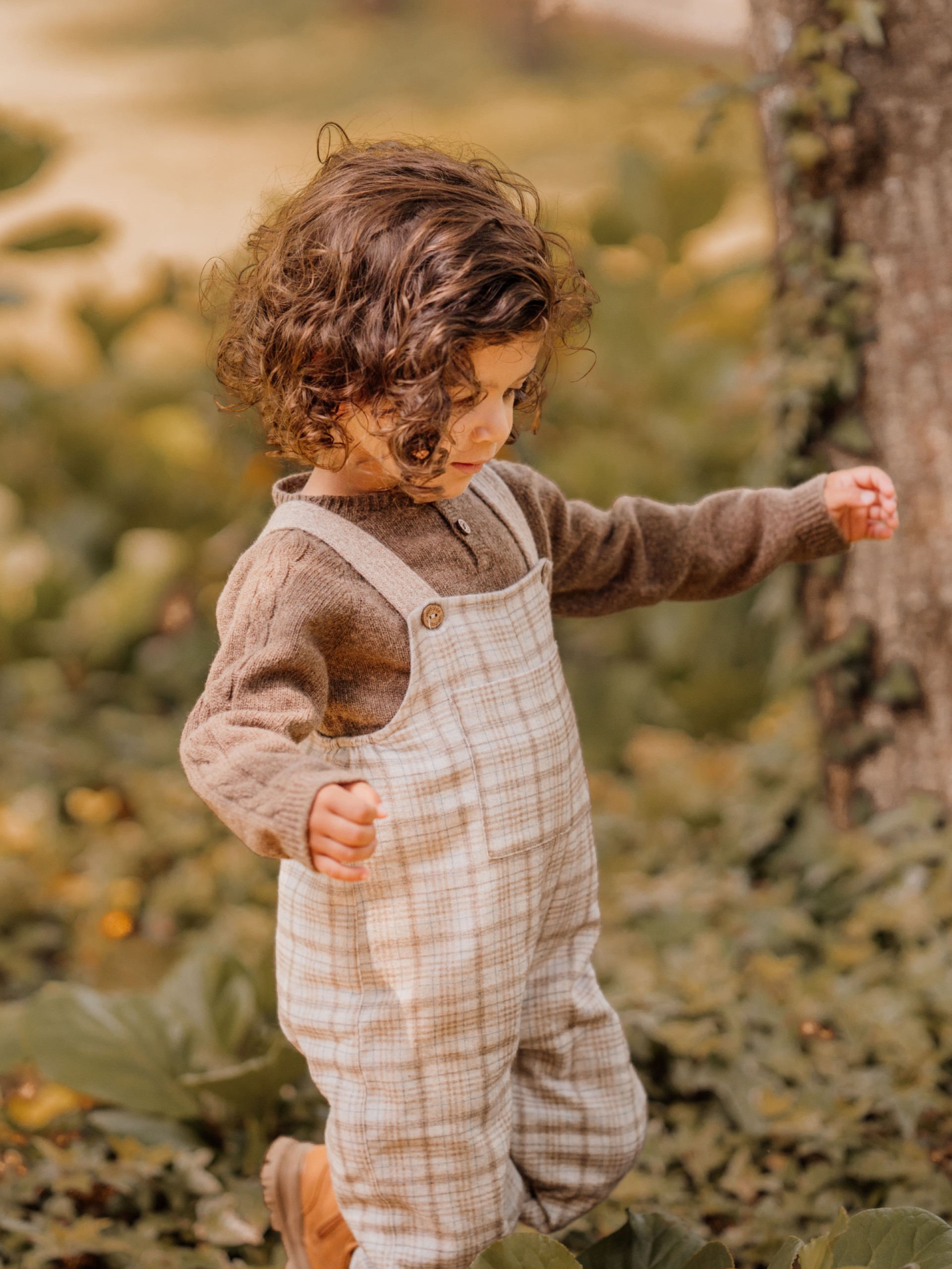 Tartan check dungarees