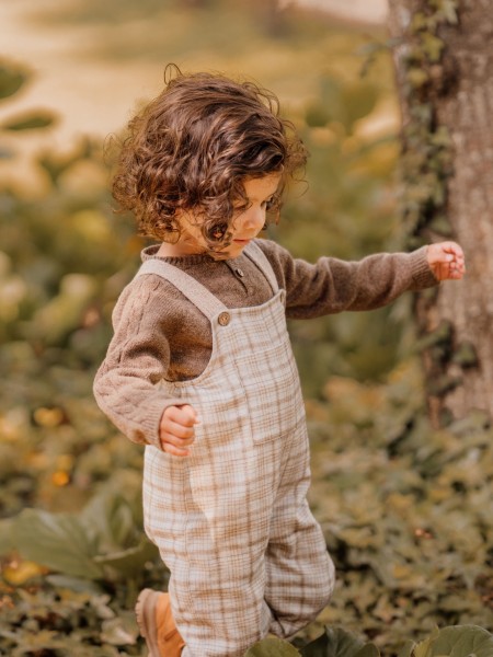 Tartan check dungarees