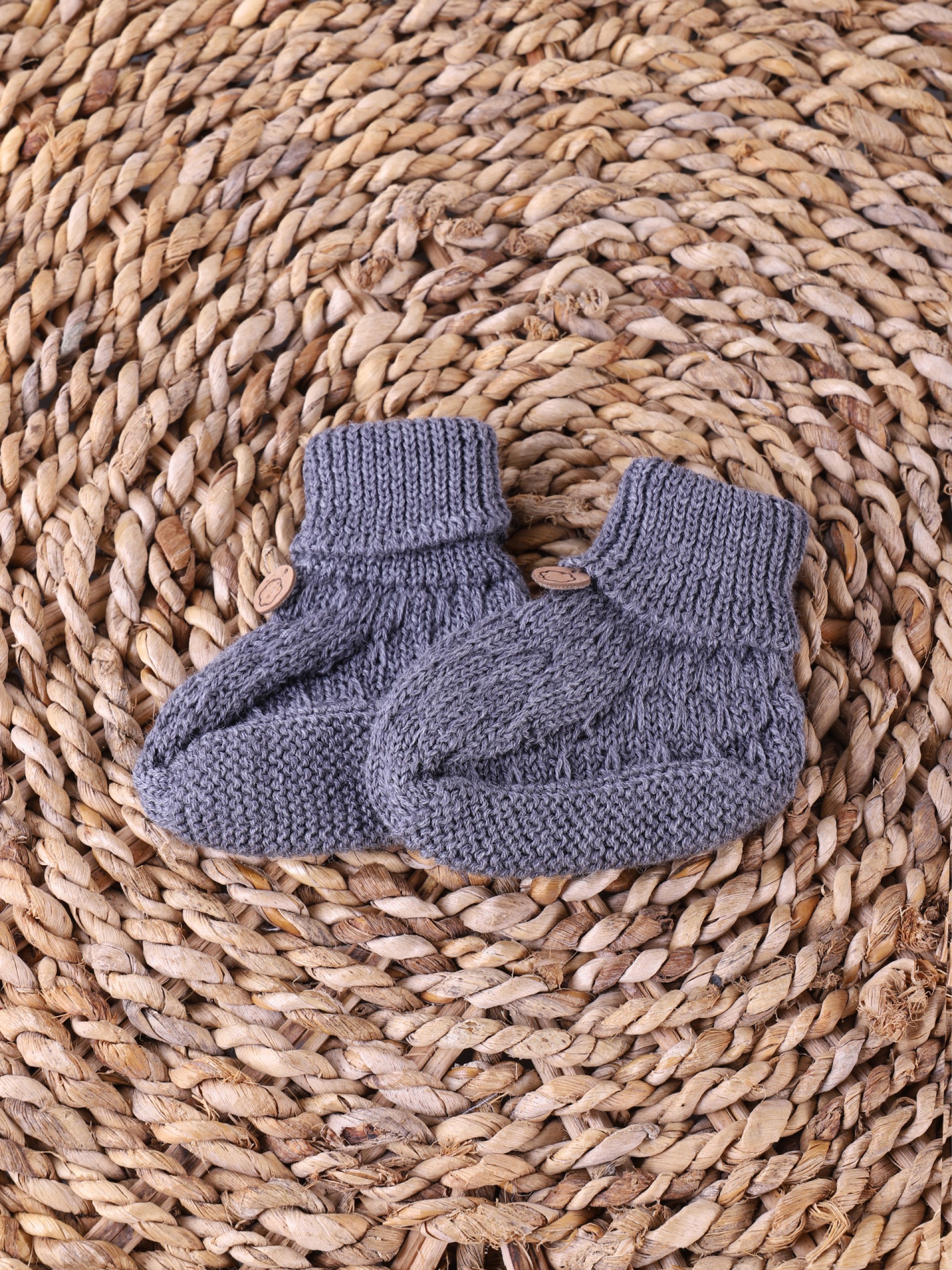 Knitted wool booties