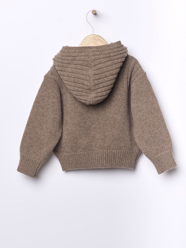 Hooded wool cardigan