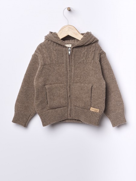 Hooded wool cardigan