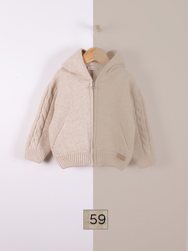 Hooded wool cardigan