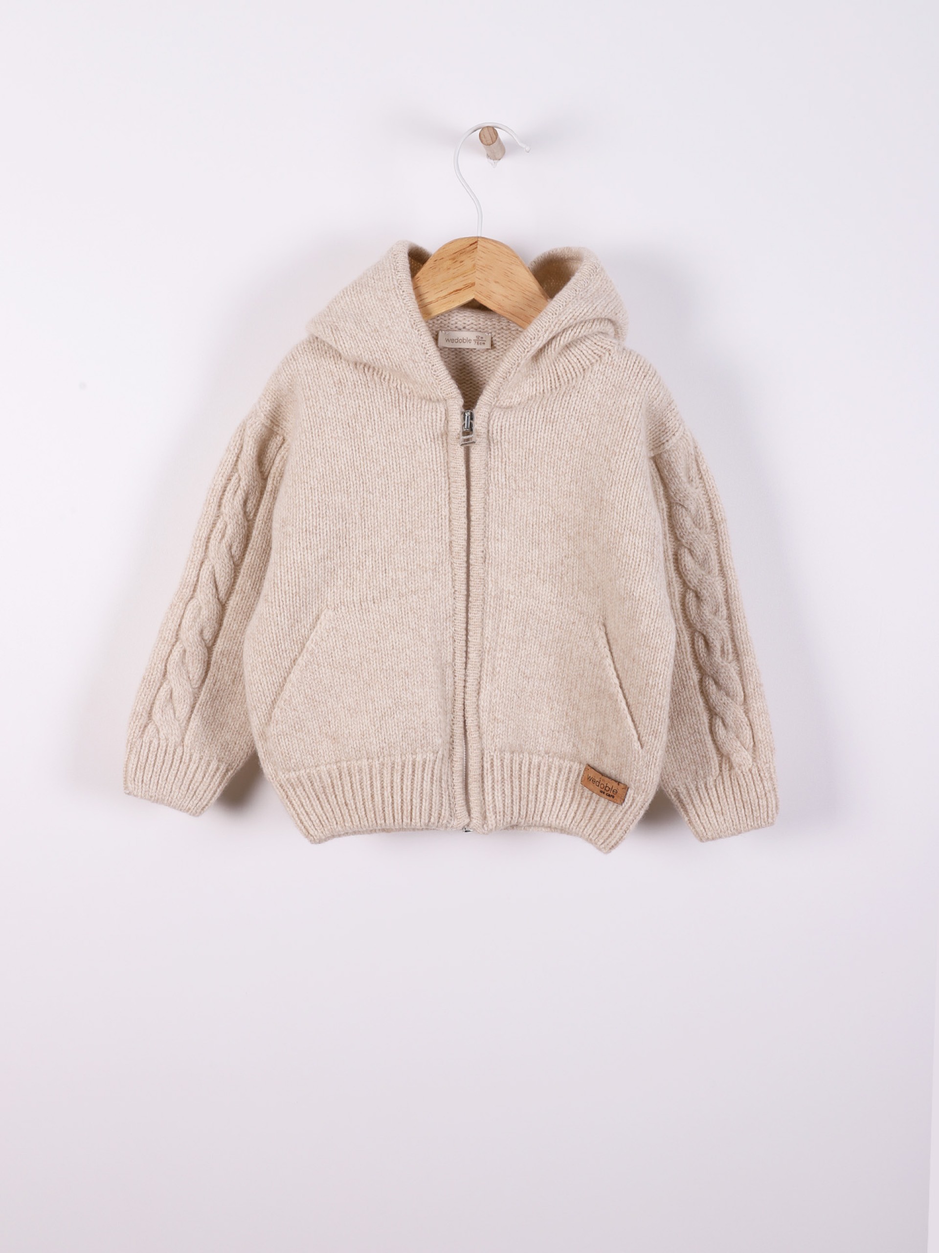 Hooded wool cardigan