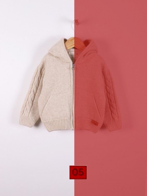 Hooded wool cardigan