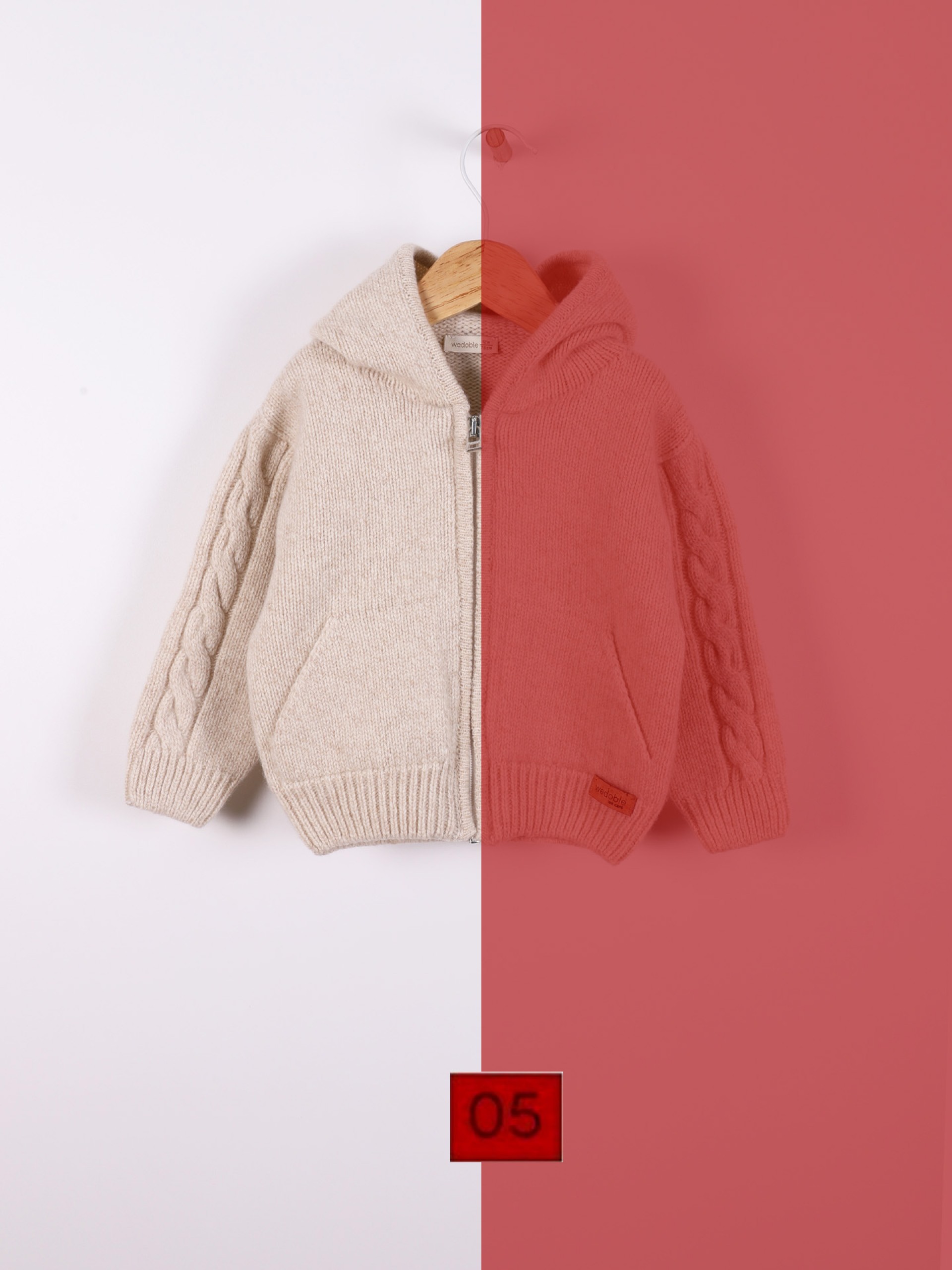 Hooded wool cardigan