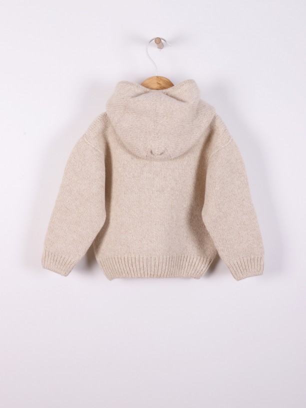 Hooded wool cardigan