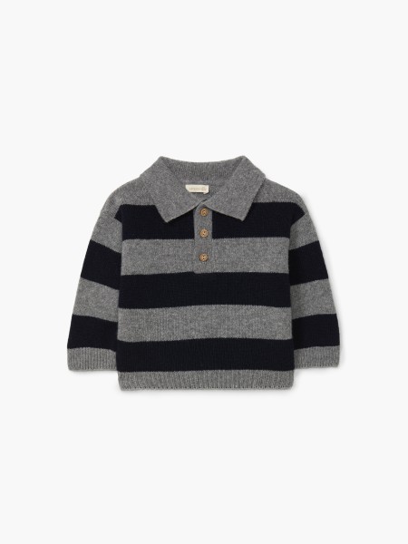 Knitted wool polo sweater