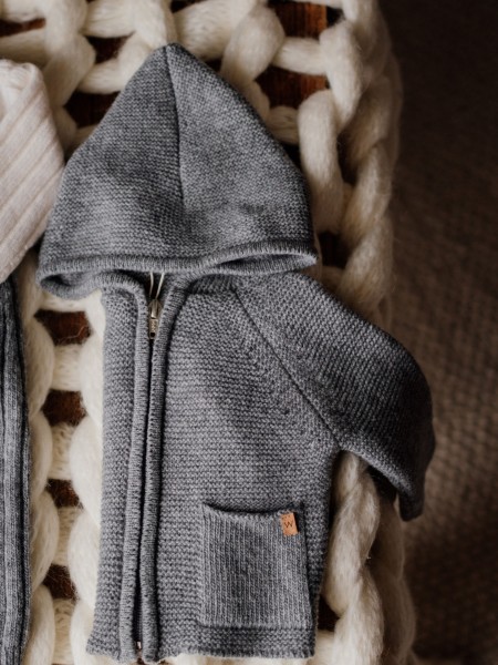 Hooded wool cardigan
