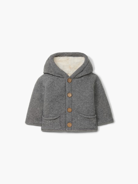 Hooded wool cardigan