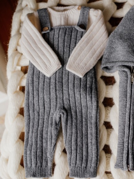 Knitted wool dungarees