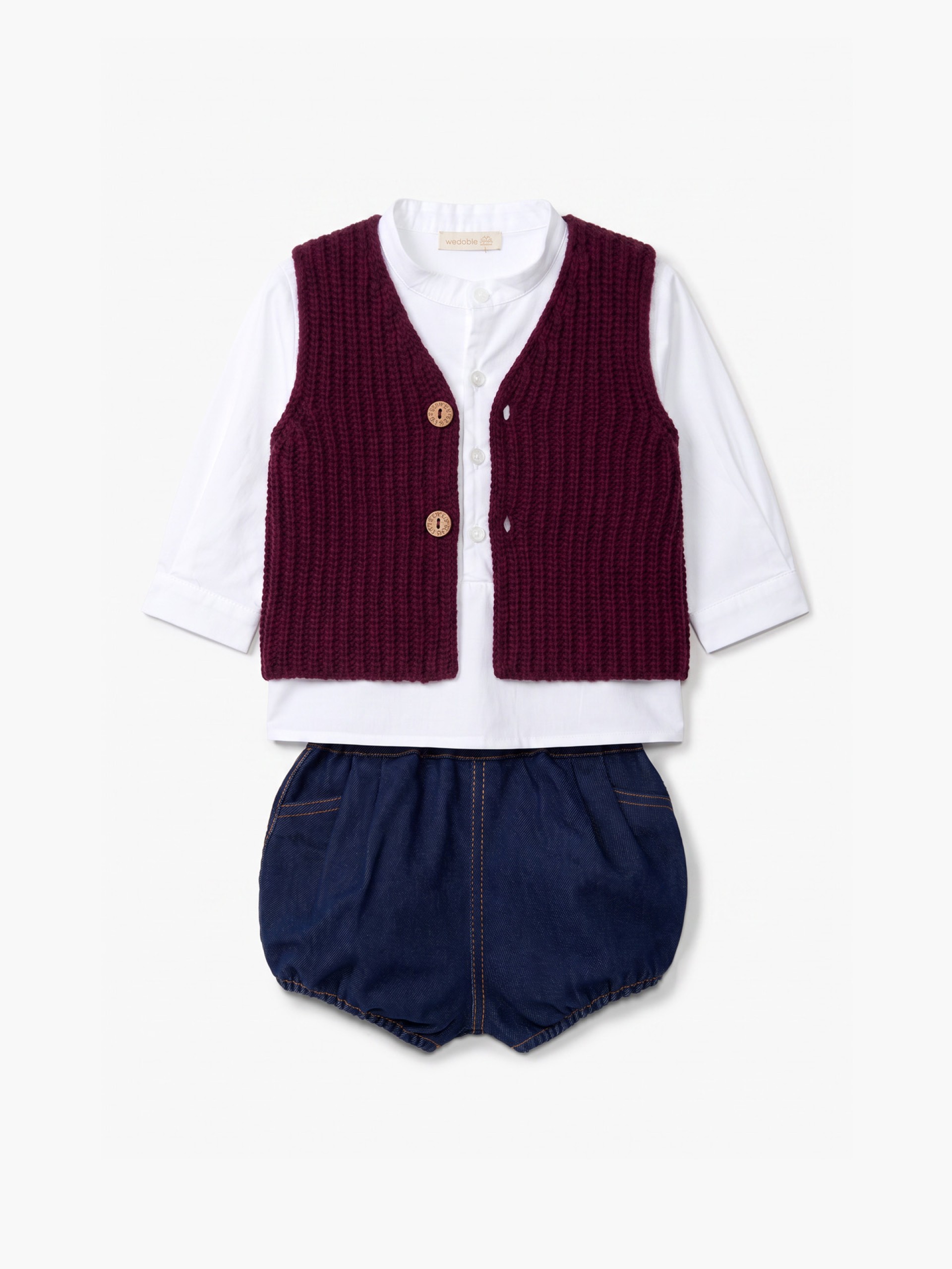 Knitted wool baby vest