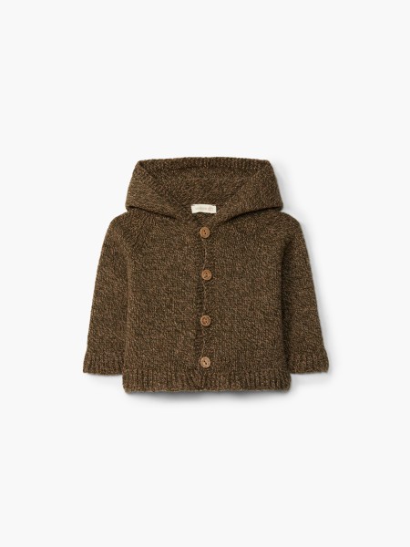 Hooded wool cardigan