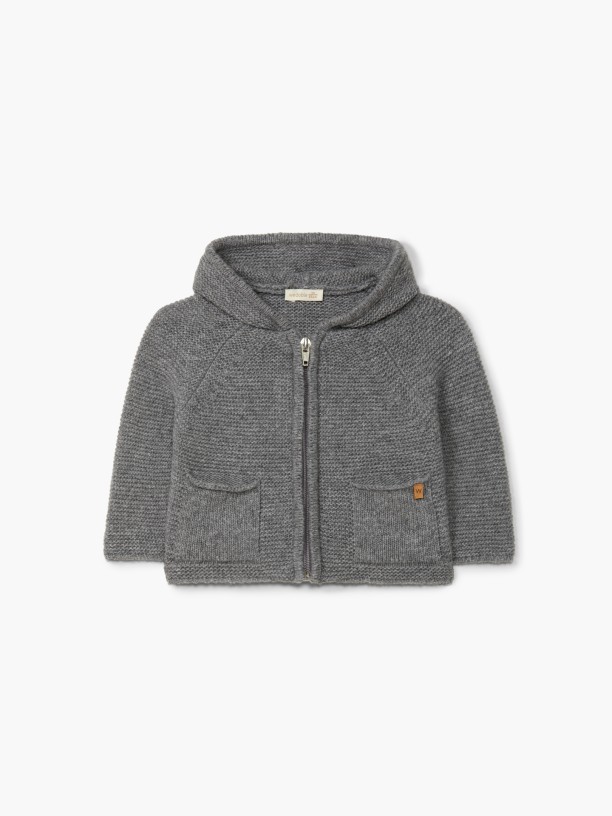 Hooded wool cardigan