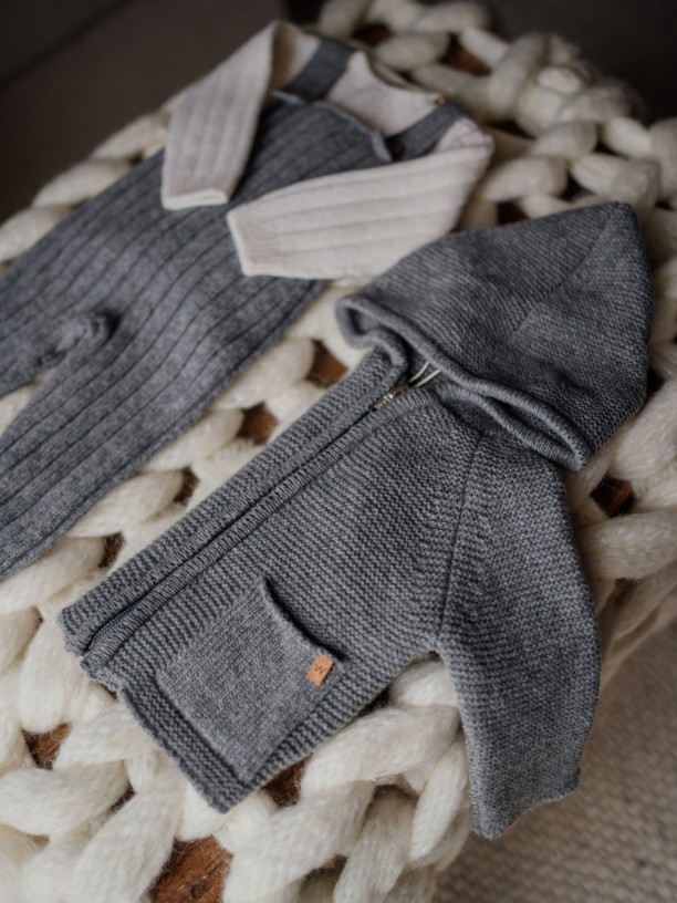 Hooded wool cardigan