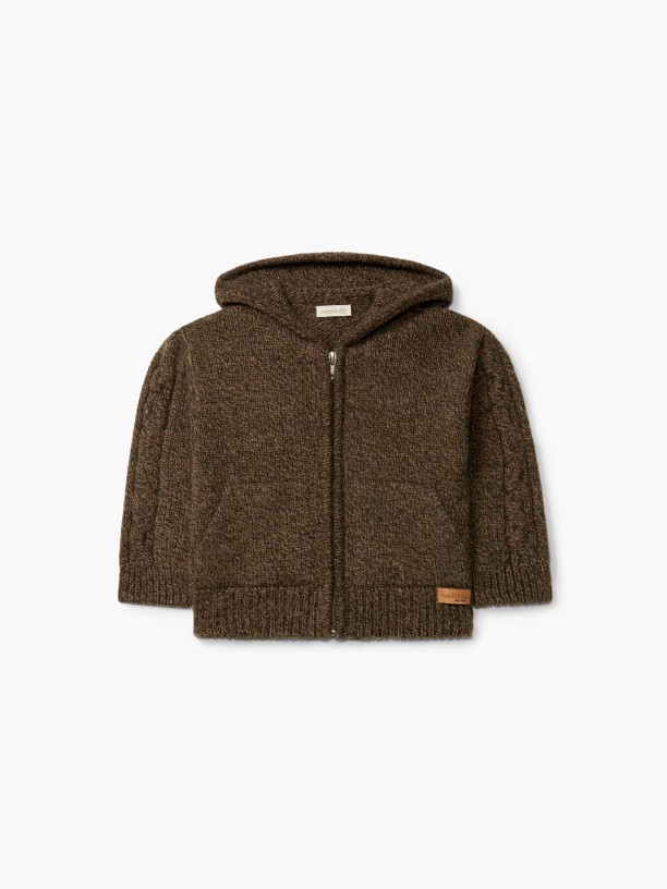 Hooded wool cardigan